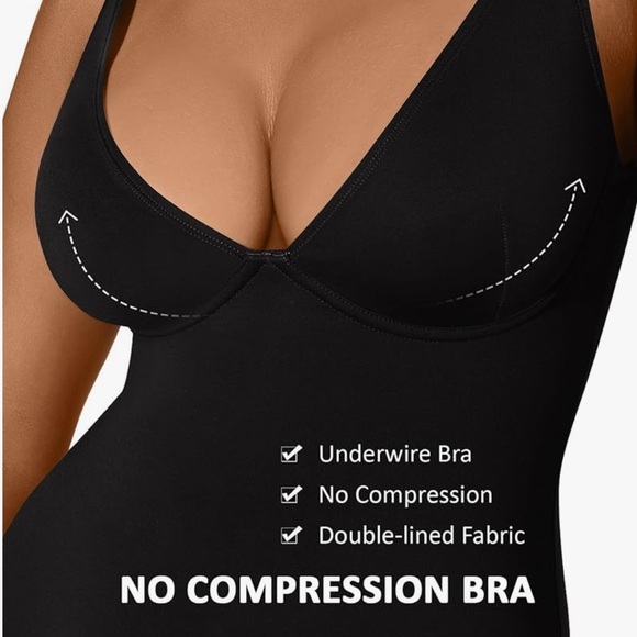 NWOT FeelinGirl Black V-Neck Underwire Thong Bodysuit w Adjustable Straps - Picture 11 of 12